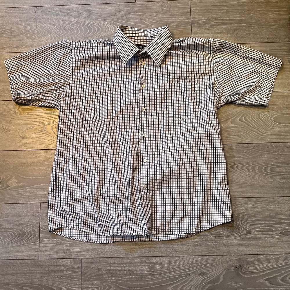 Men's Casual Button Down Shirt - Black and White Checkered